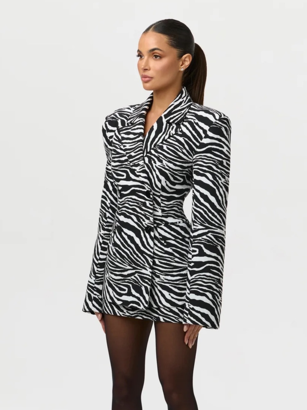 Naked Wardrobe Suiting Zebra Animal Print Jacquard Blazer Dress Jacket Small NEW - Picture 7 of 13